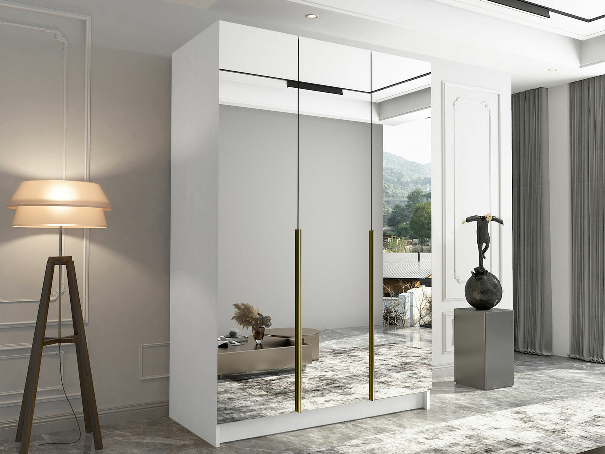 Gardróbszekrény Szafa CALIA III, Szín: Fehér + Aranysárga