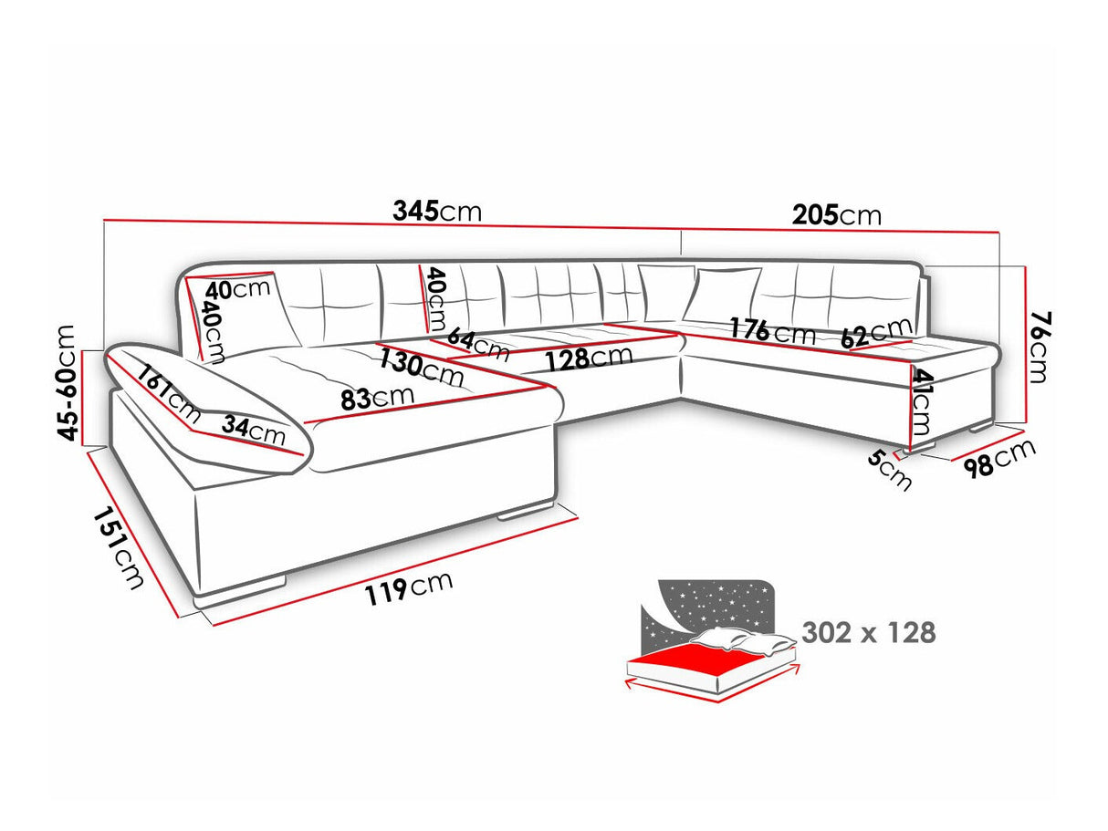 Sarokkanapé Bergen (Genero) Toptextil, Szín: Fragola 20, Változatok: Balos
