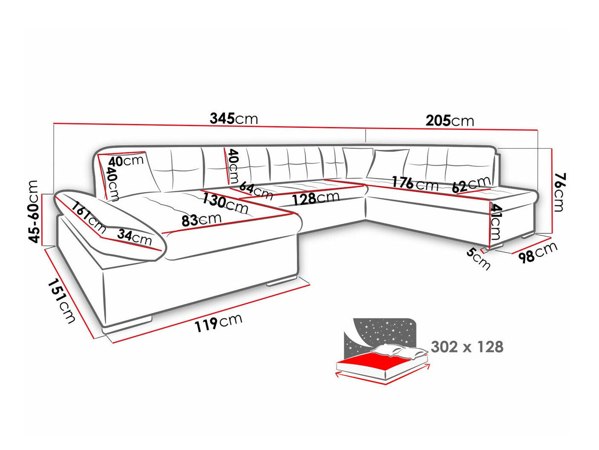 Sarokkanapé Bergen (Genero) Toptextil, Szín: Fragola 20, Változatok: Jobbos