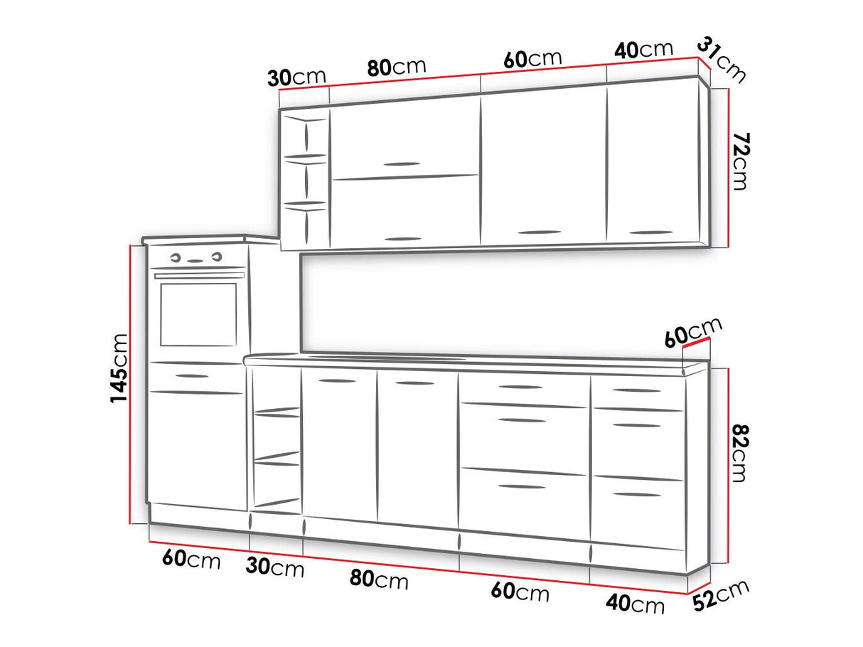 Moduláris konyha szett Vigo IV, Munkalap: Igen, Led világítás: Igen