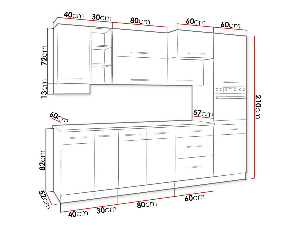 Moduláris konyha szett Vigo III (Vigo), Szín: Lándzsa tölgy + Sötét erdő, Munkalap: Nem, Led világítás: Nem