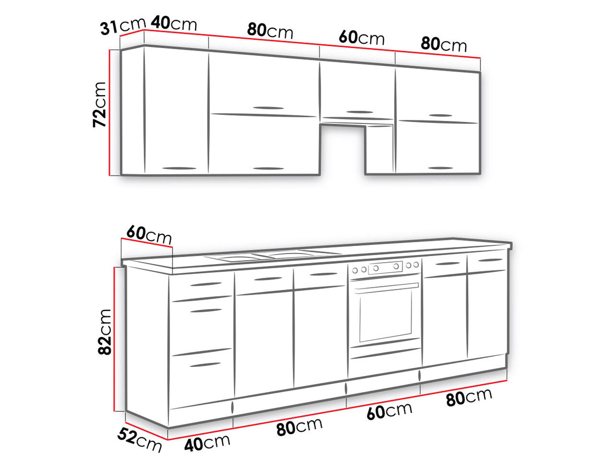 Moduláris konyha szett Vigo II, Munkalap: Igen, Led világítás: Igen