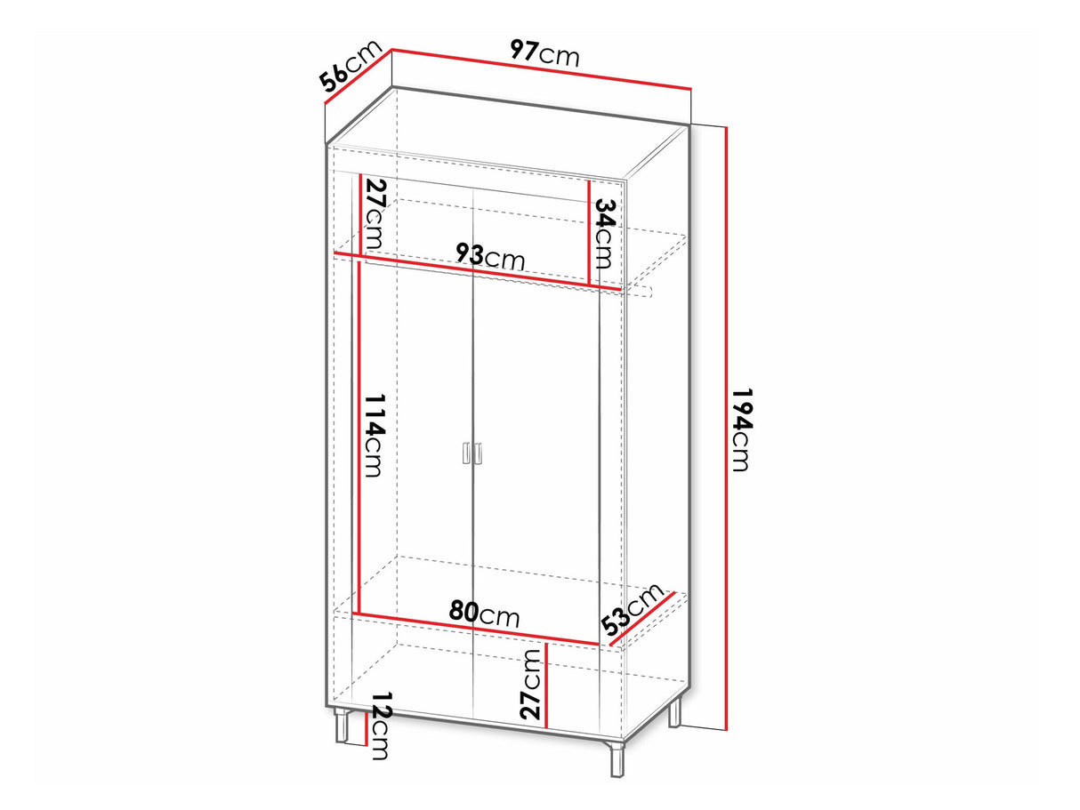 Gardróbszekrény MOSSA MO1, Szín: Matt fekete