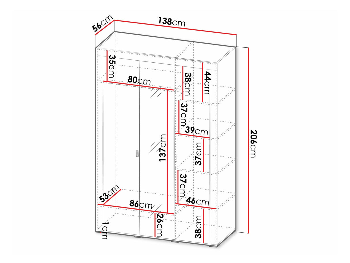 Gardróbszekrény MOSSA MO2, Szín: Kasmír