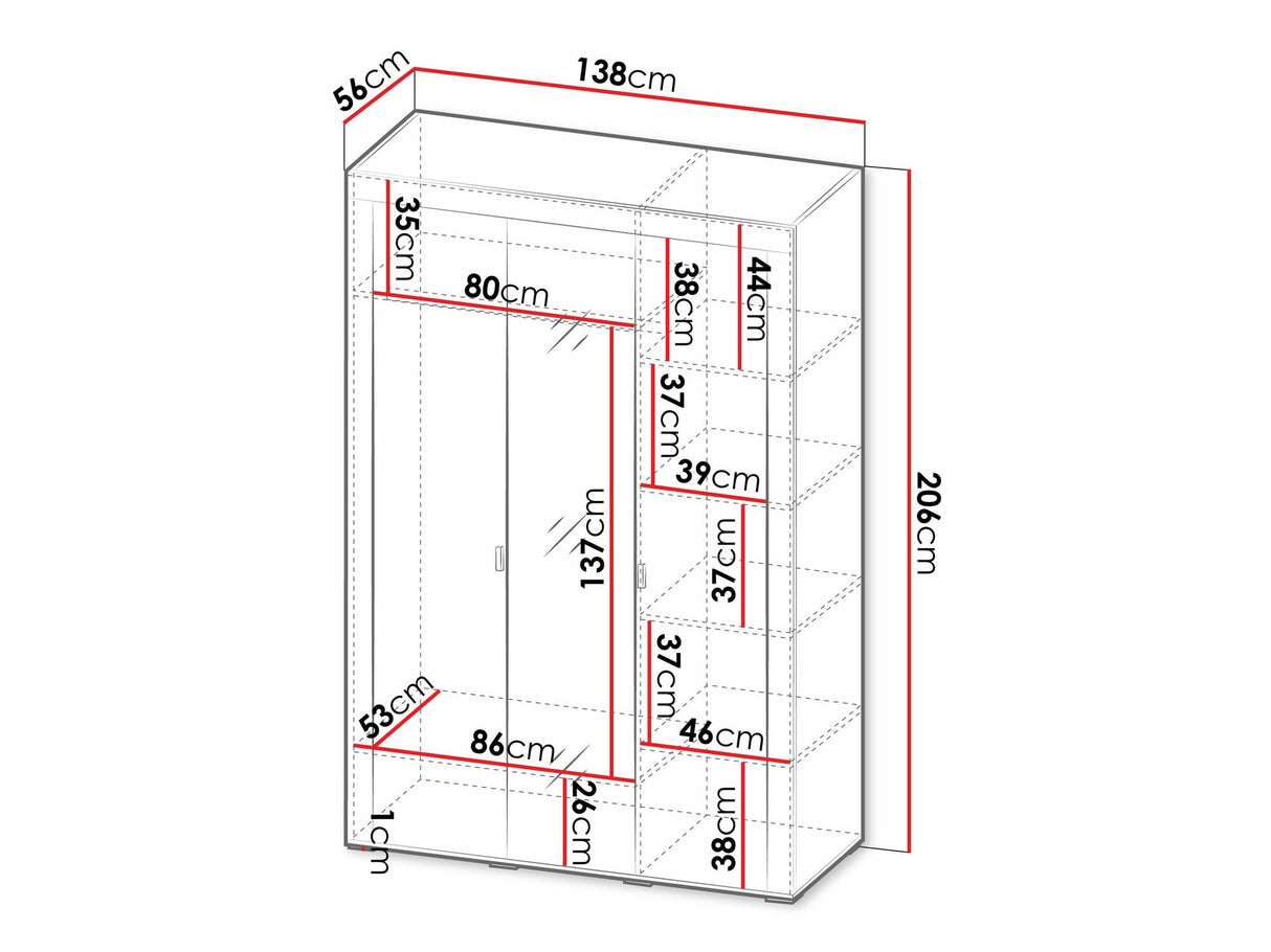 Gardróbszekrény MOSSA MO2, Szín: Matt fekete