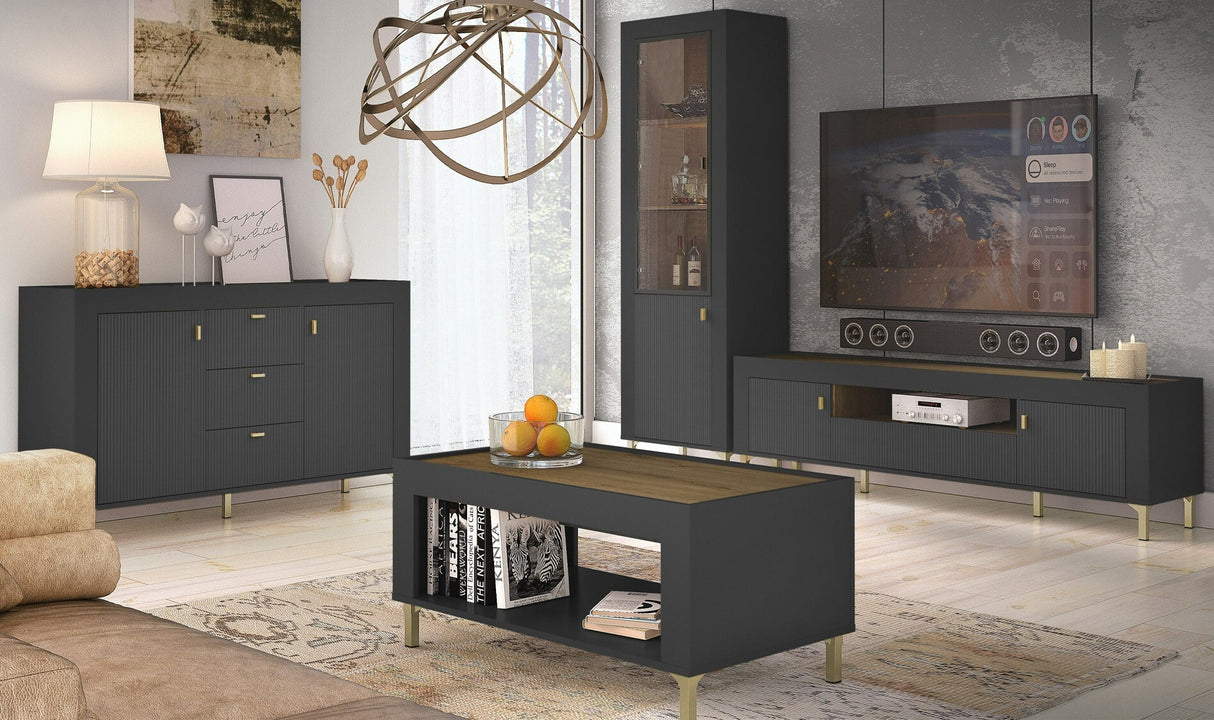 Komód MOSSA MO6, Szín: Matt fekete