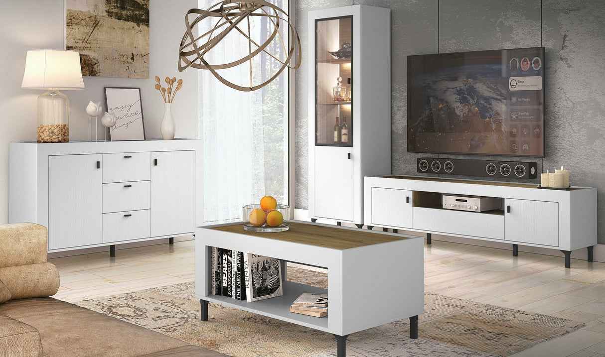 Könyvespolc MOSSA MO3, Szín: Matt fehér, Led világítás: Igen