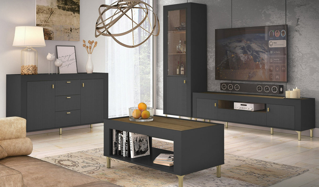 Könyvespolc MOSSA MO3, Szín: Matt fekete, Led világítás: Nem