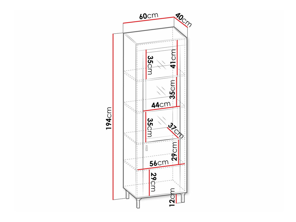 Könyvespolc MOSSA MO3, Szín: Matt fekete, Led világítás: Igen