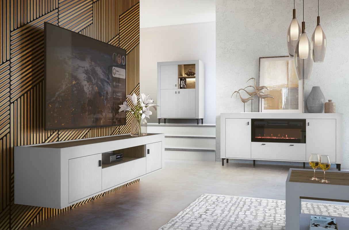 Könyvespolc MOSSA MO5, Szín: Matt fehér, Led világítás: Igen