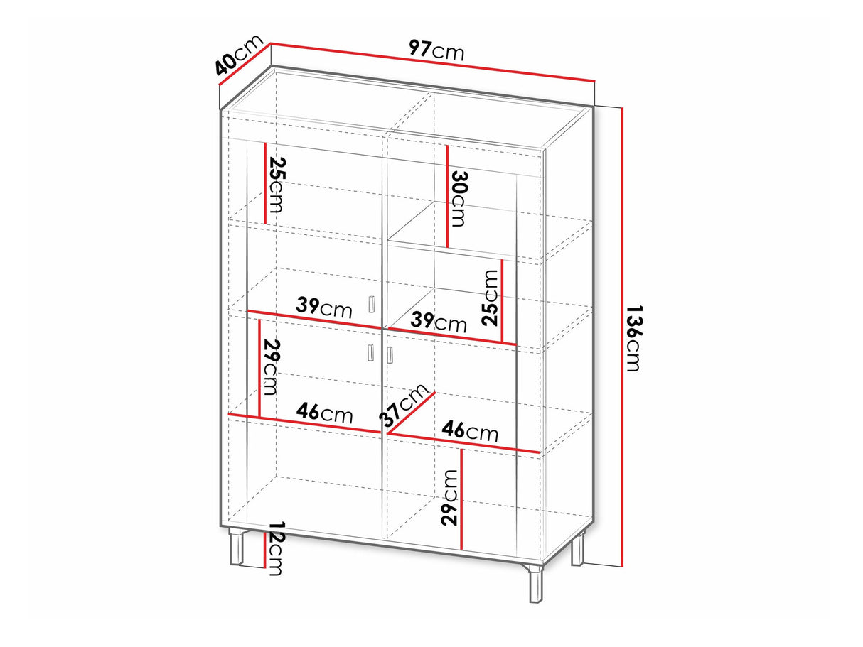 Könyvespolc MOSSA MO5, Szín: Matt fehér, Led világítás: Igen
