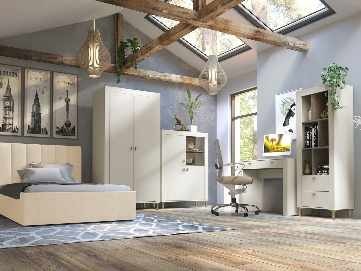 Könyvespolc MOSSA MO5, Szín: Kasmír, Led világítás: Nem