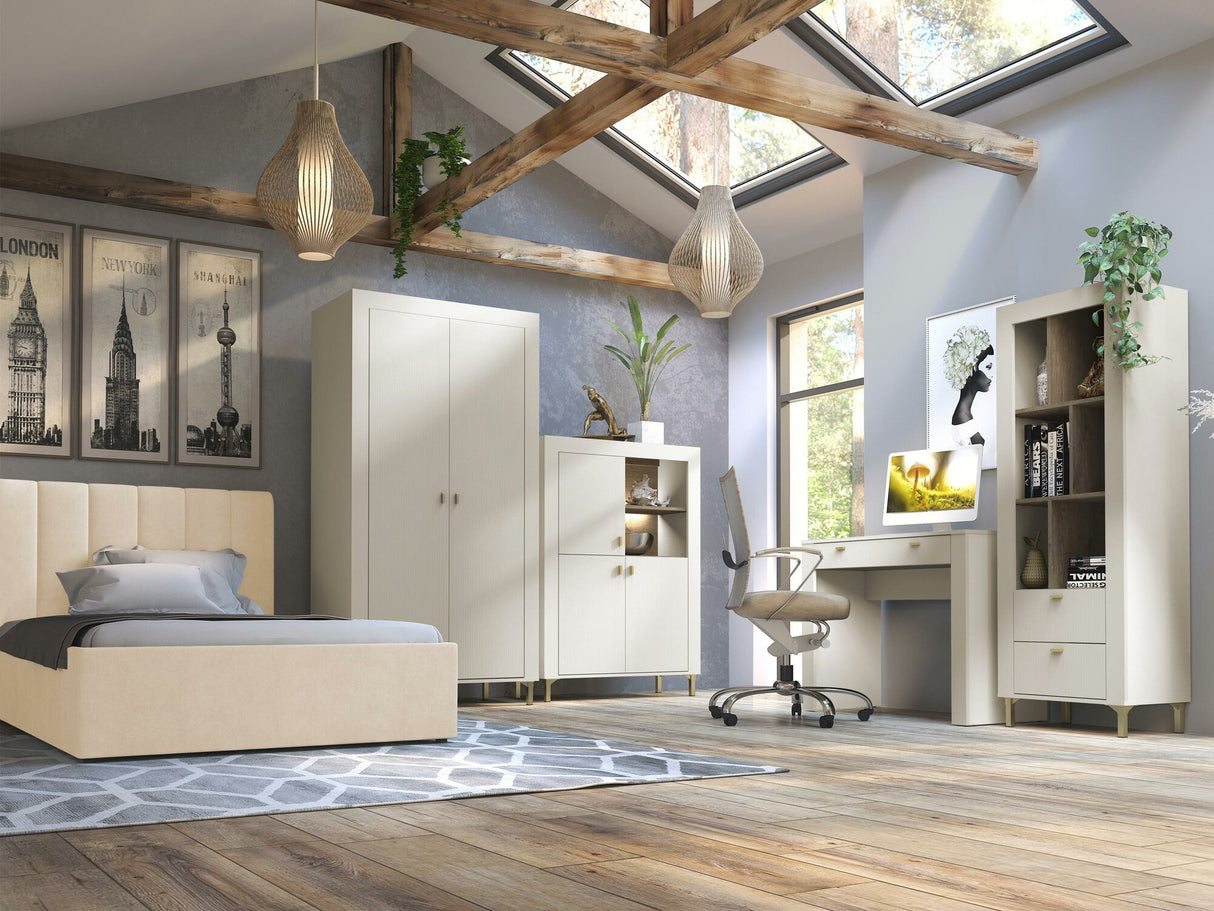 Könyvespolc MOSSA MO5, Szín: Kasmír, Led világítás: Igen