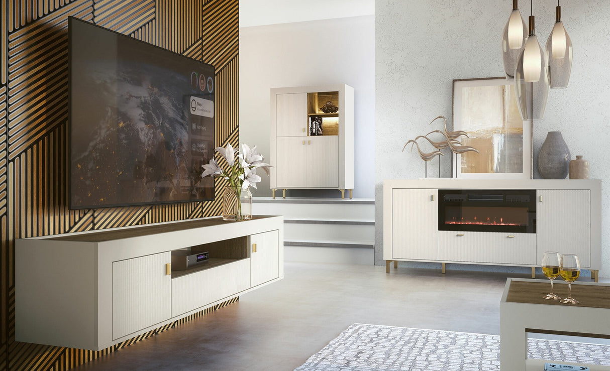 Könyvespolc MOSSA MO5, Szín: Kasmír, Led világítás: Igen