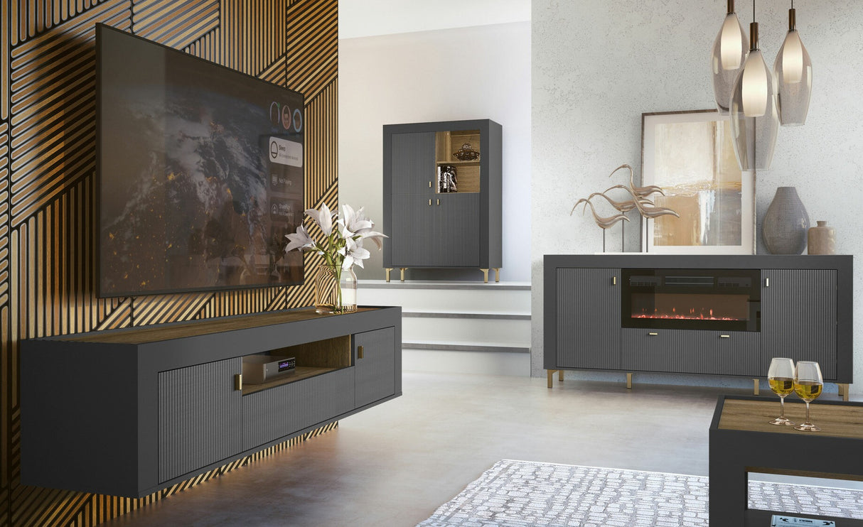 Könyvespolc MOSSA MO5, Szín: Matt fekete, Led világítás: Nem