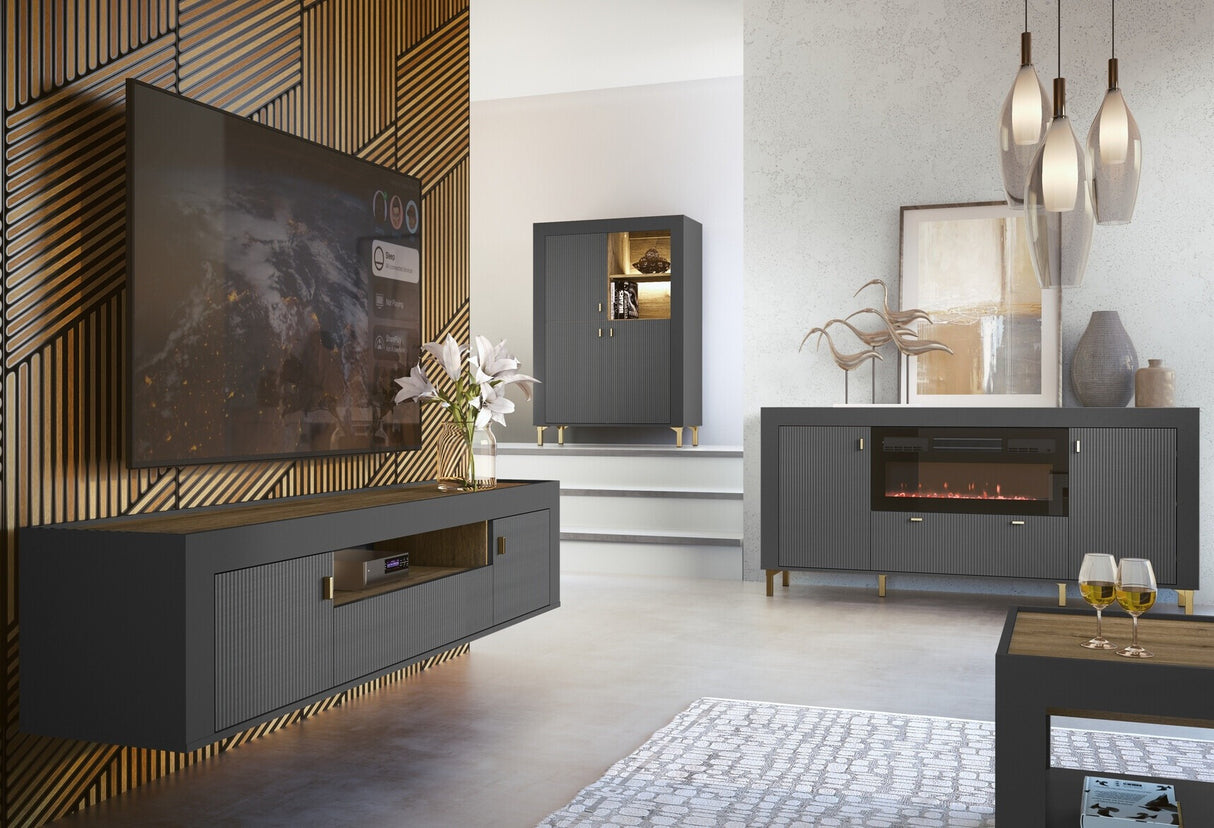 Könyvespolc MOSSA MO5, Szín: Matt fekete, Led világítás: Igen