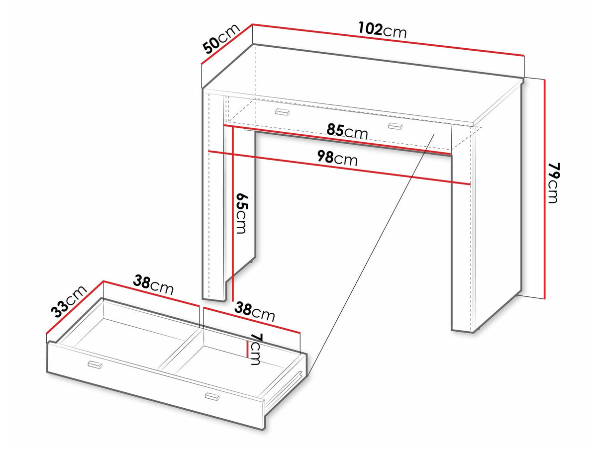 Fésülködő asztal MOSSA MO10, Szín: Matt fekete
