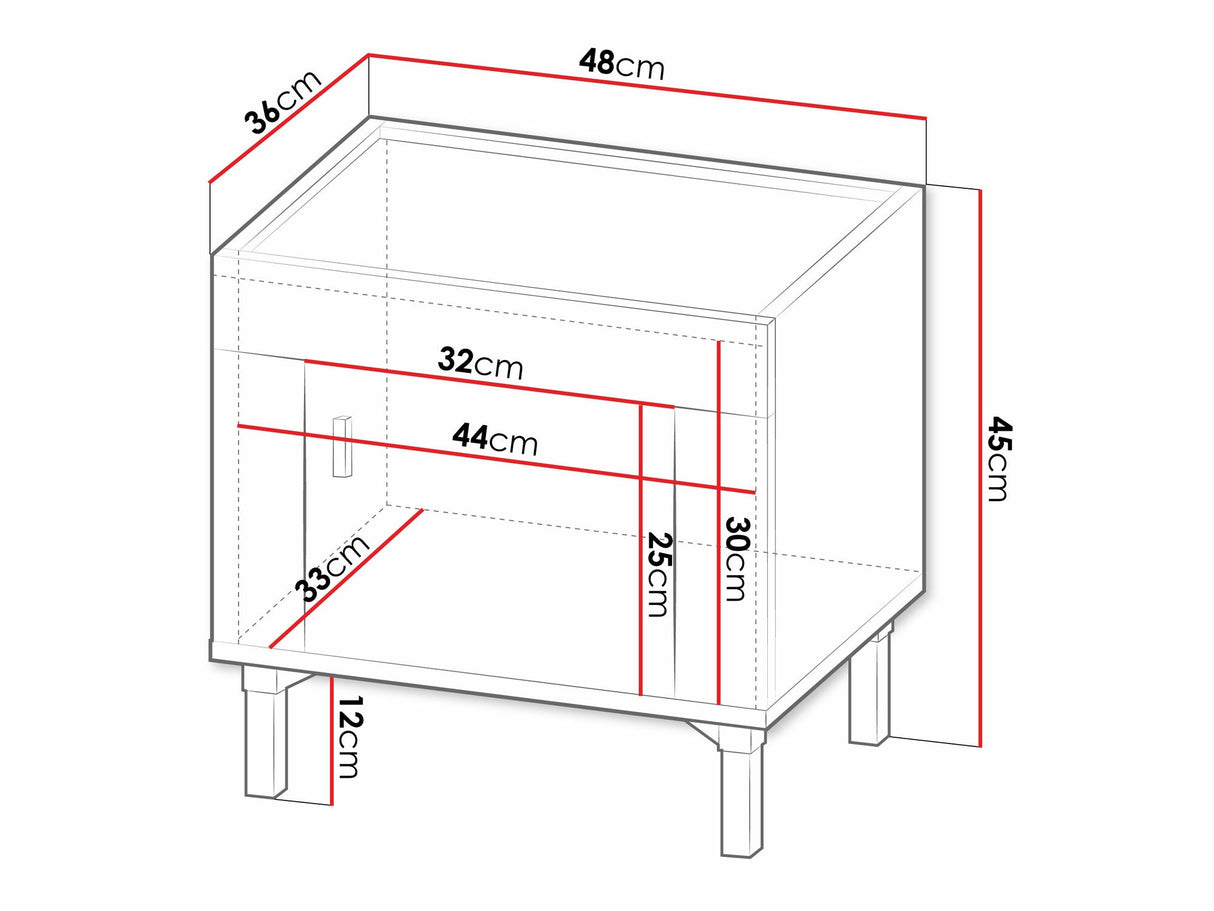 Éjjeliszekrény MOSSA MO11, Szín: Matt fehér