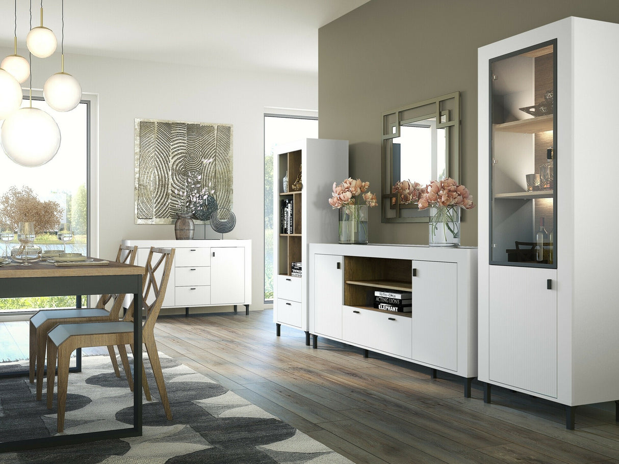 Komód MOSSA MO7, Szín: Matt fehér, Kandalló: Nem