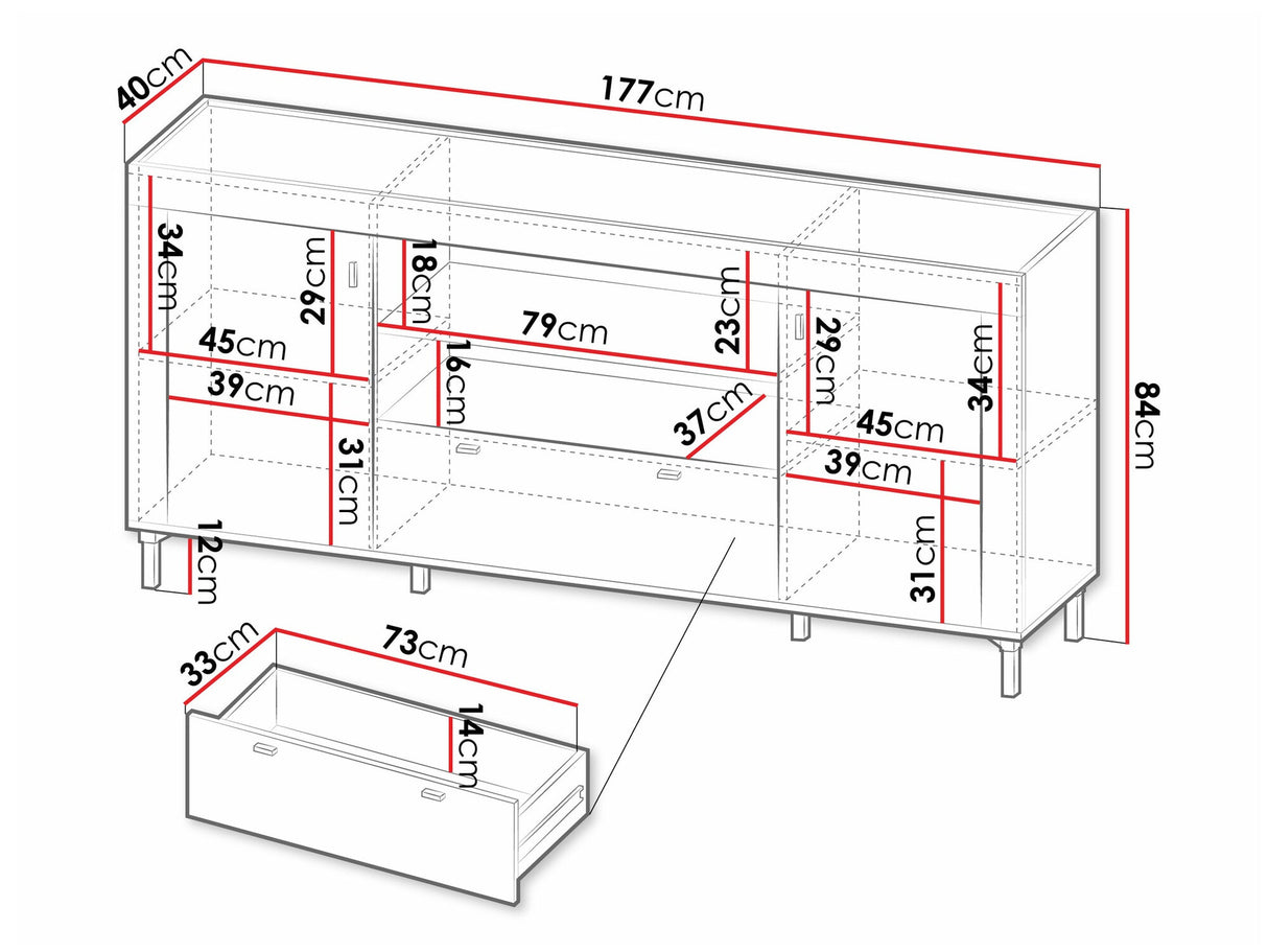 Komód MOSSA MO7, Szín: Matt fehér, Kandalló: Nem