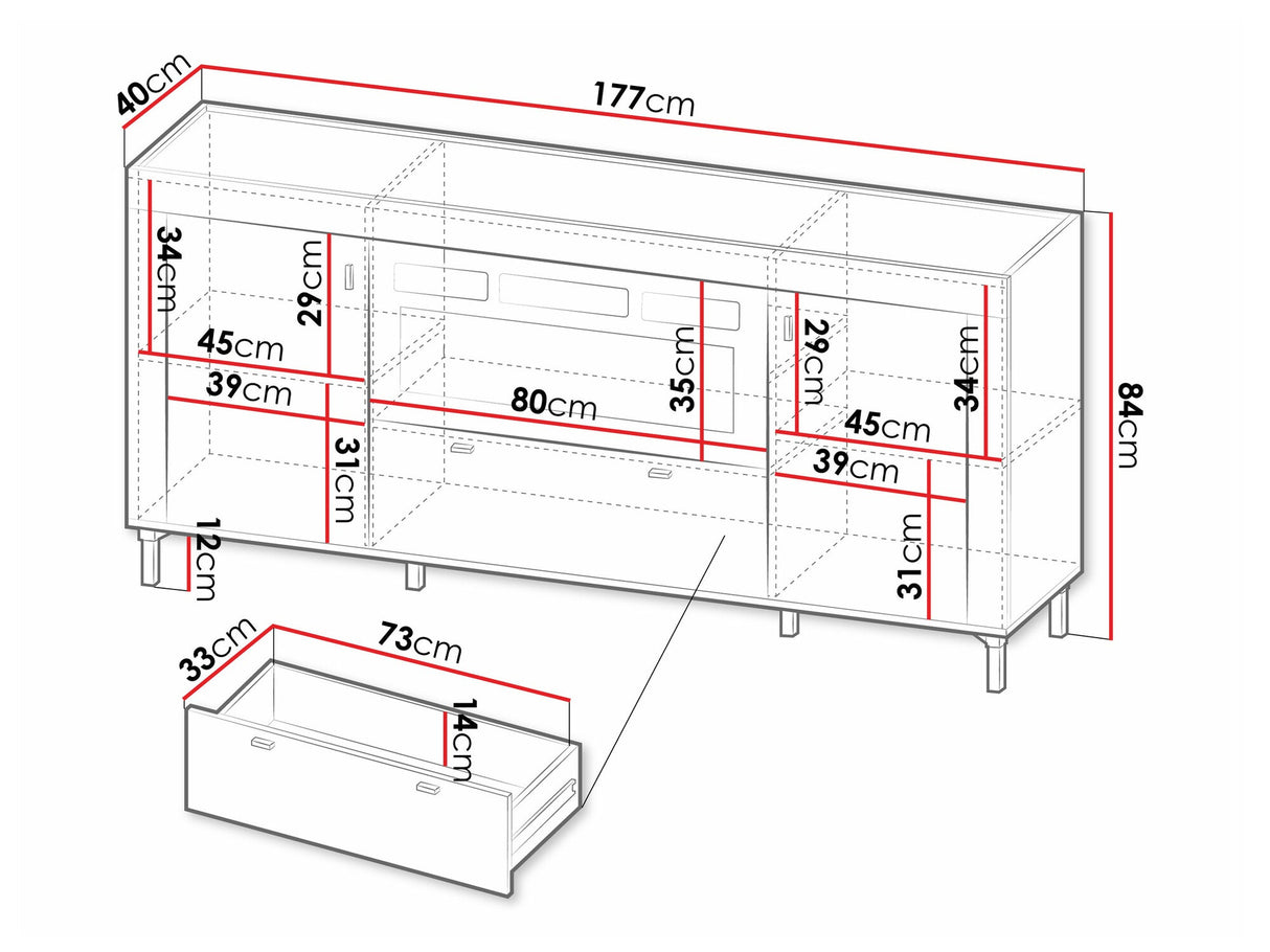 Komód MOSSA MO7, Szín: Matt fehér, Kandalló: Igen