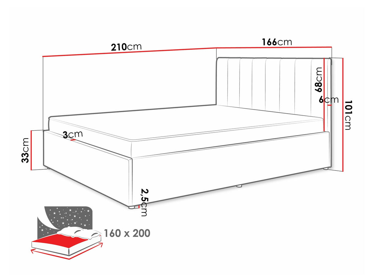 Ágy MOSSA MO12, Szín: Cloud 82, Alvó felület mérete: 160 x 200 cm