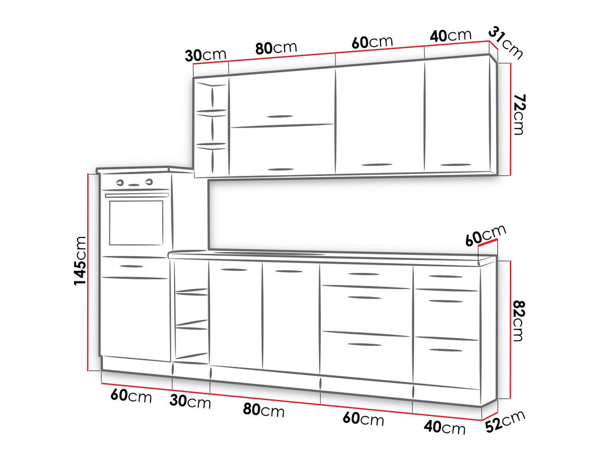 Moduláris konyha szett Vigo IV (Vigo), Munkalap: Nem, Led világítás: Nem