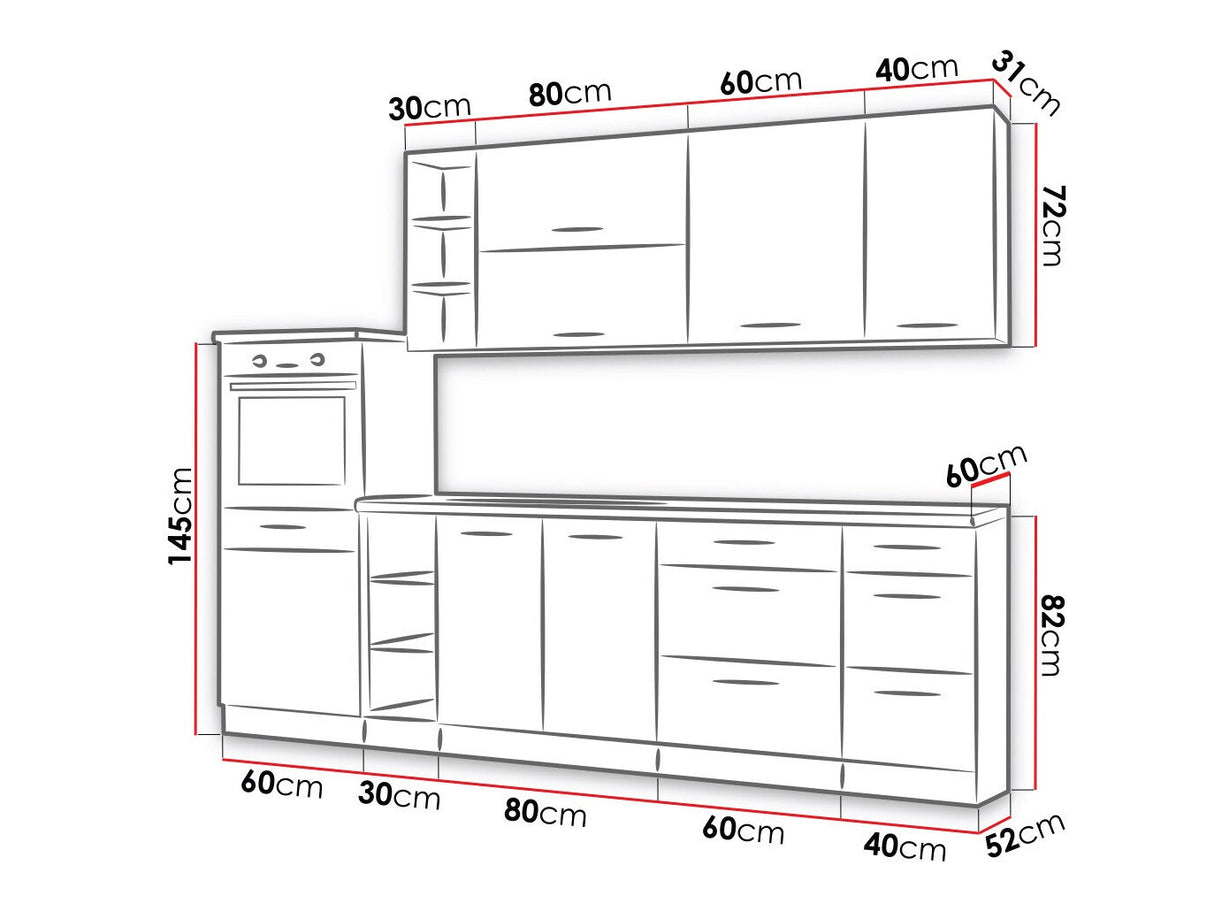 Moduláris konyha szett Vigo IV (Vigo), Munkalap: Igen, Led világítás: Igen