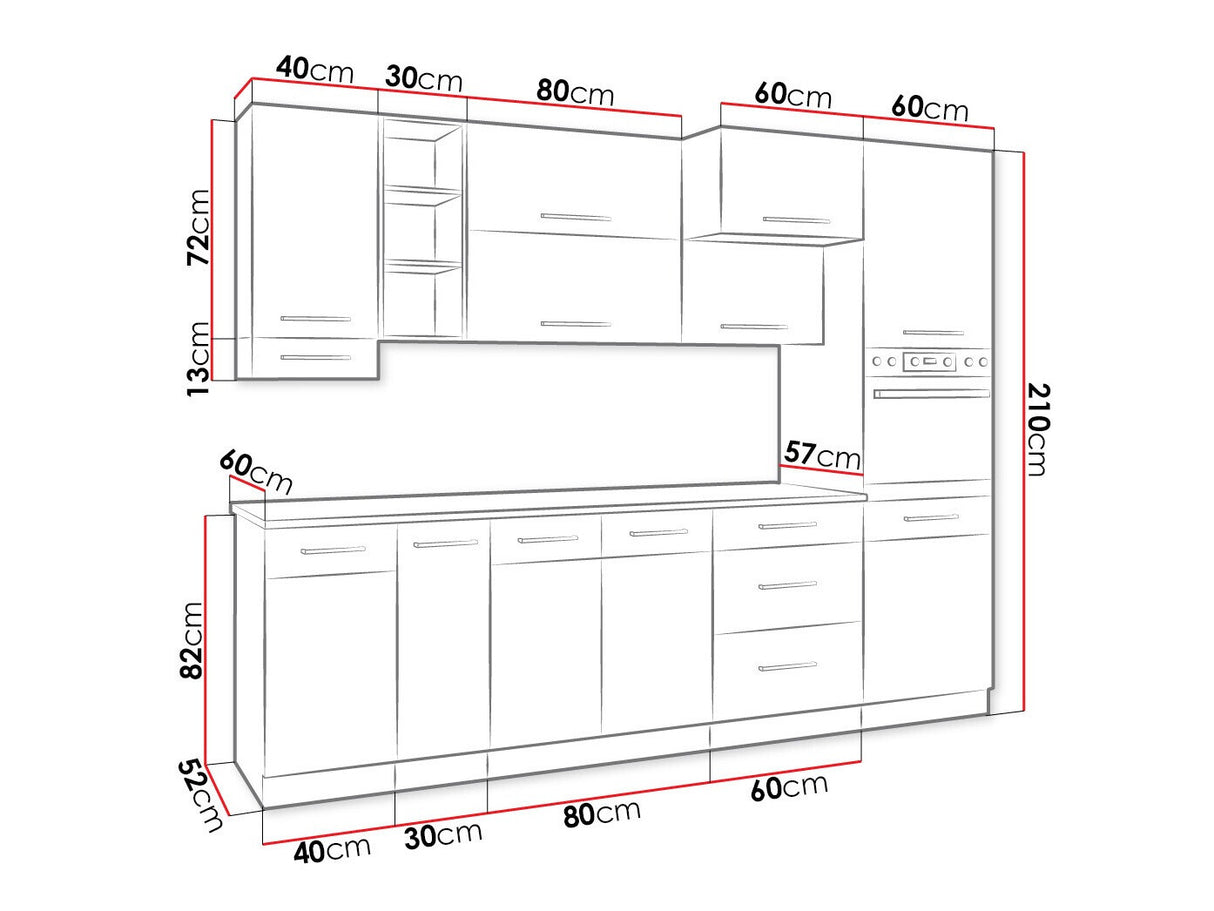 Moduláris konyha szett Vigo III (Vigo), Munkalap: Nem, Led világítás: Nem