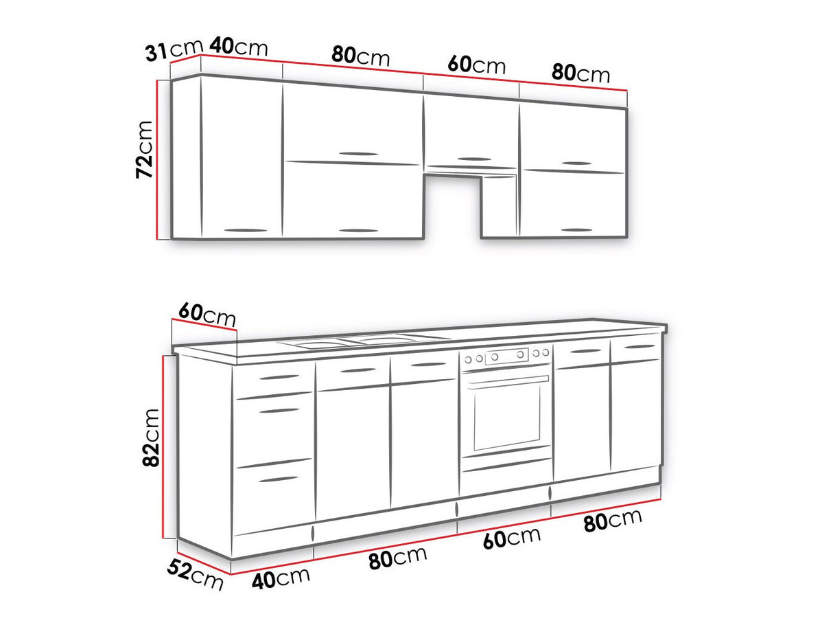 Moduláris konyha szett Vigo II (Vigo), Munkalap: Nem, Led világítás: Nem