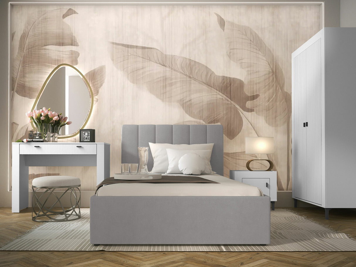 Hálószoba garnitúra Mossa, Szín: Matt fehér + Szürke
