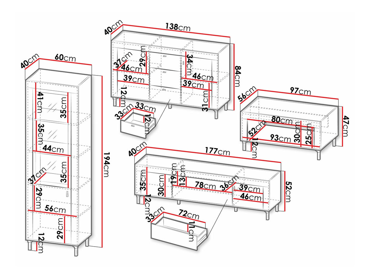 Nappali szett Mossa, Szín: Matt fehér, Komód: Igen, Led világítás: Nem