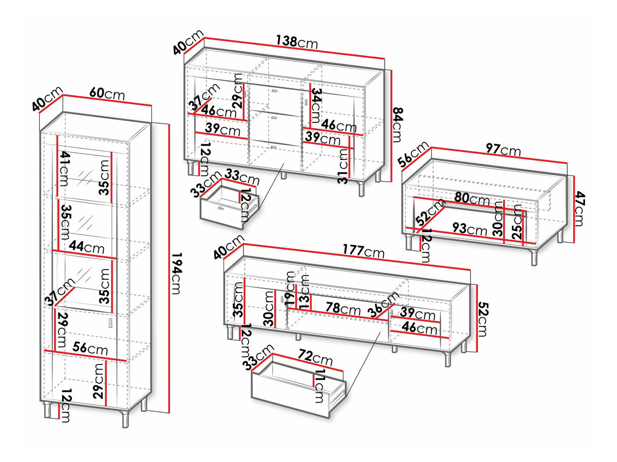 Nappali szett Mossa, Szín: Kasmír, Komód: Igen, Led világítás: Igen