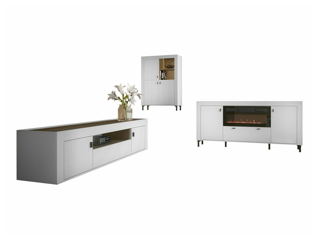 Nappali szett MOSSA IV, Szín: Matt fehér, Led világítás: Nem