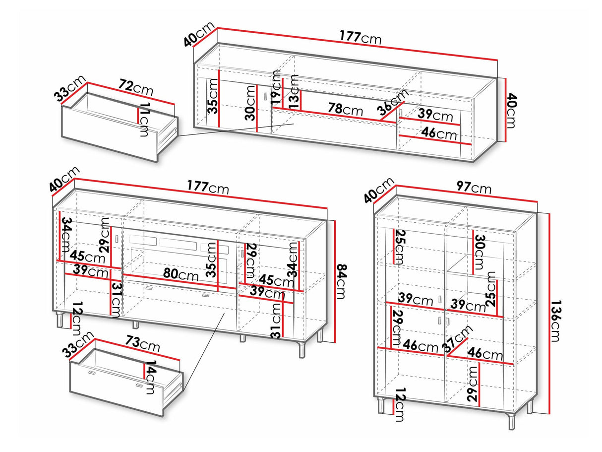 Nappali szett MOSSA IV, Szín: Matt fehér, Led világítás: Igen