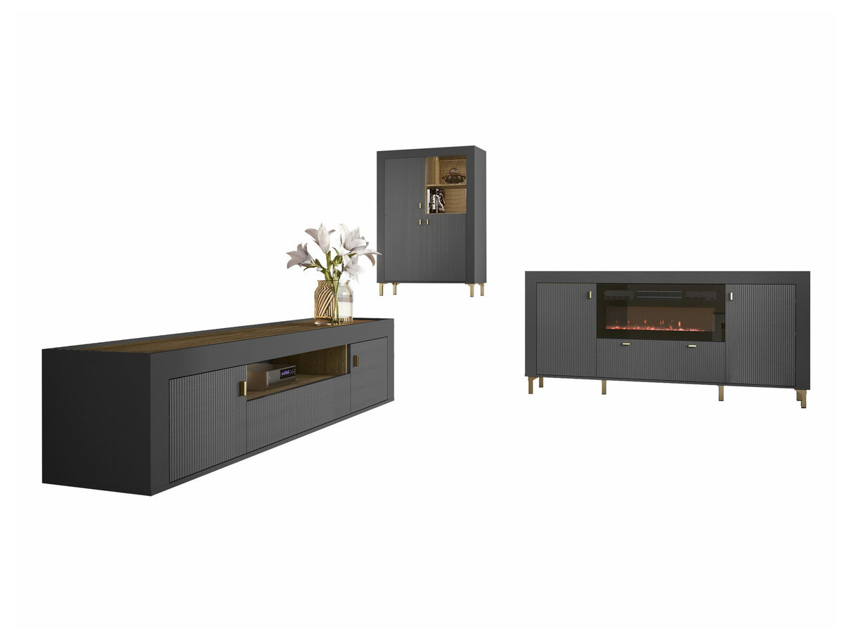 Nappali szett MOSSA IV, Szín: Matt fekete, Led világítás: Nem