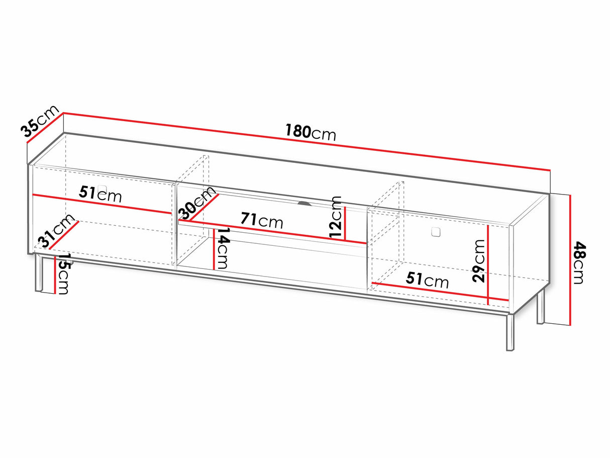 TV-állvány Szafka RTV NUTERO 2KW Biały (Fehér)