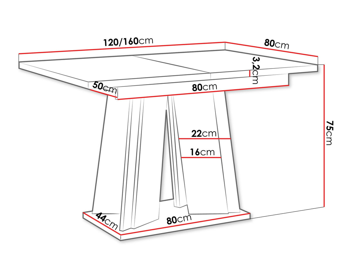 Asztal Stół DOHA Marmur Fekete Royal + Czarny połysk (Fekete márvány)