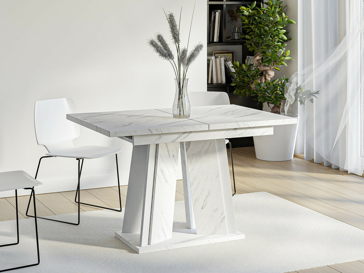 Asztal Stół DOHA Marmur Bianco + Biały połysk (Fehér márvány)