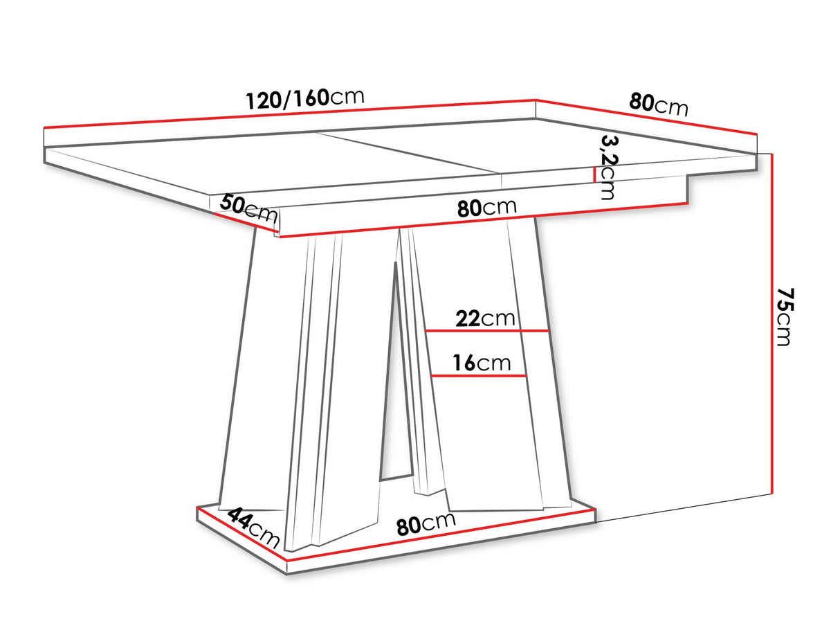 Asztal Stół DOHA Artisan + Czarny (Artisan tölgy)