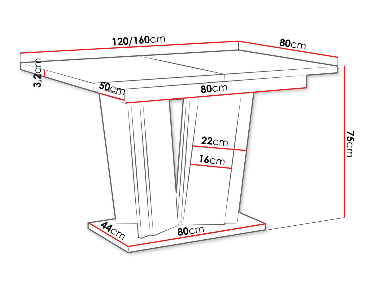 Asztal Stół DOHA 2 Marmur Fekete Royal + Czarny połysk (Fekete márvány)