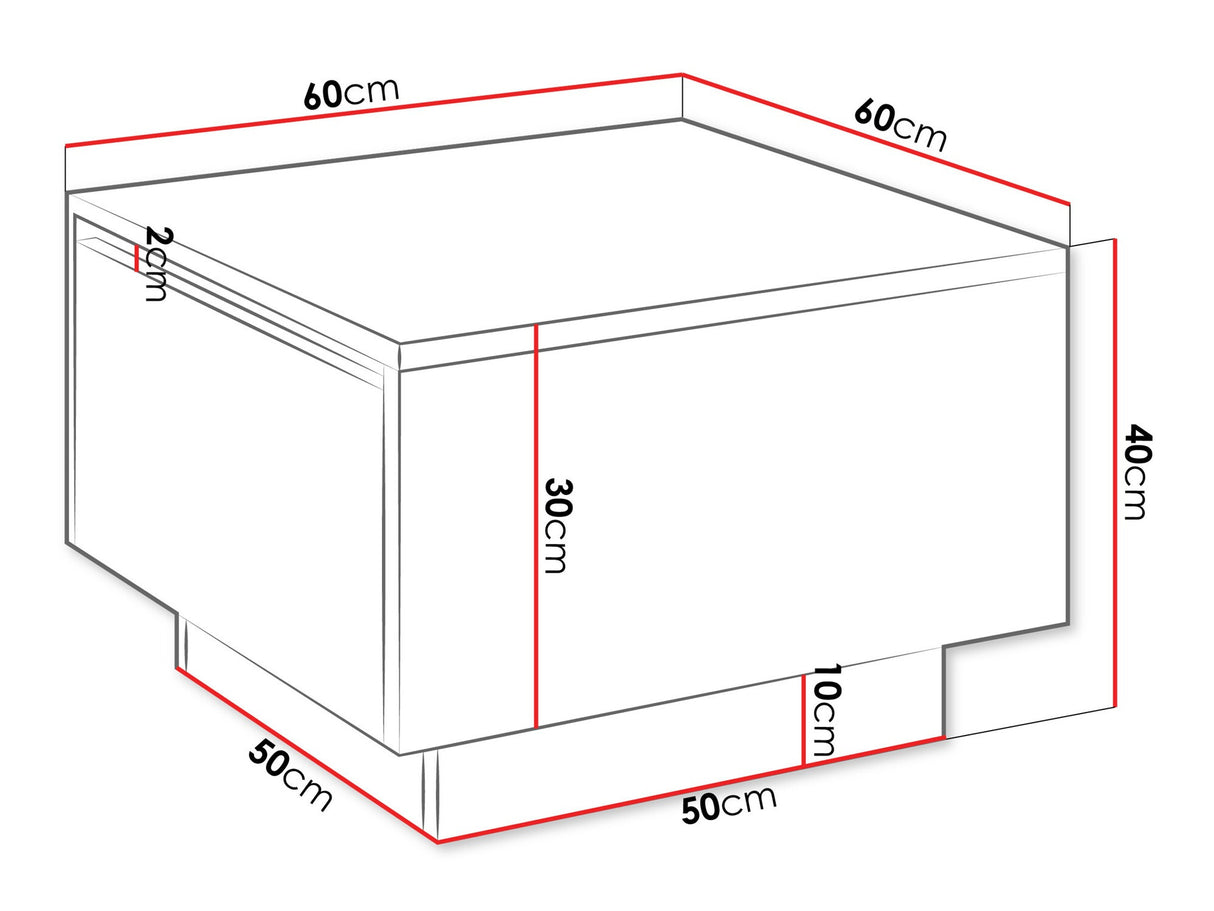Dohányzóasztal Stolik kawowy MOON 60x60 Biały połysk (Fényes fehér)