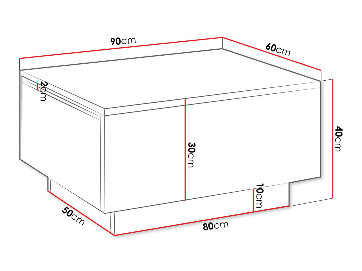 Dohányzóasztal Stolik kawowy MOON 90x60 Biały połysk (Fényes fehér)