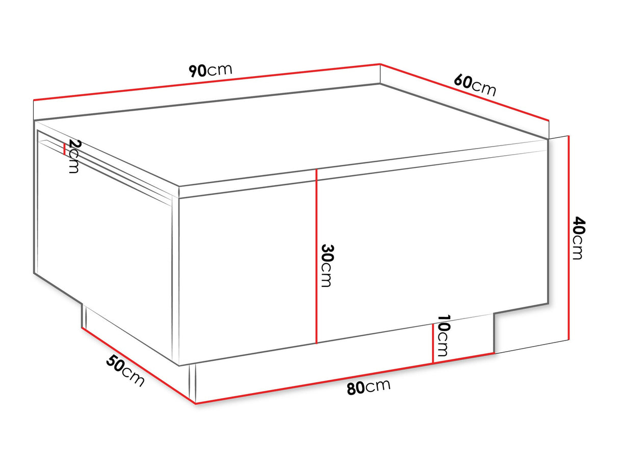 Dohányzóasztal Stolik kawowy MOON 90x60 Czarny (Fekete)