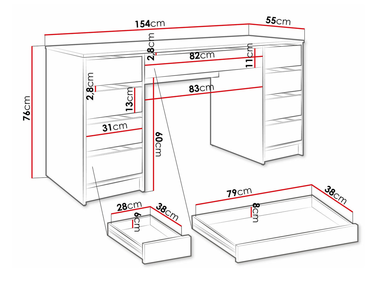 Íróasztal Biurko/toaletka ADA BIS Biały (Fehér)