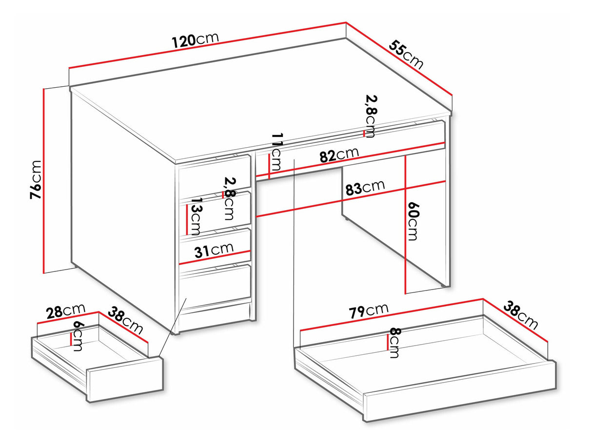 Íróasztal Ada (Heron), Szín: Fekete