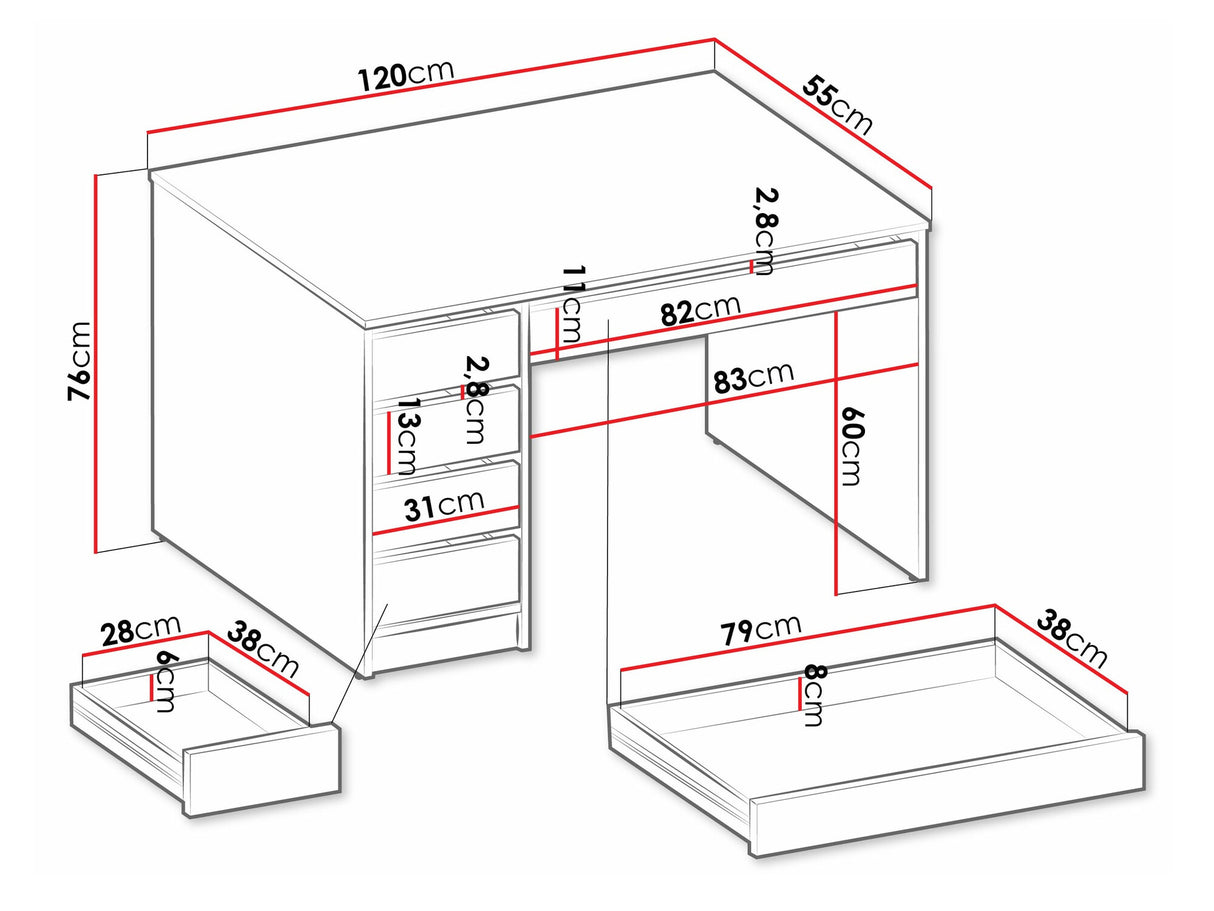 Íróasztal Ada (Heron), Szín: Antracit