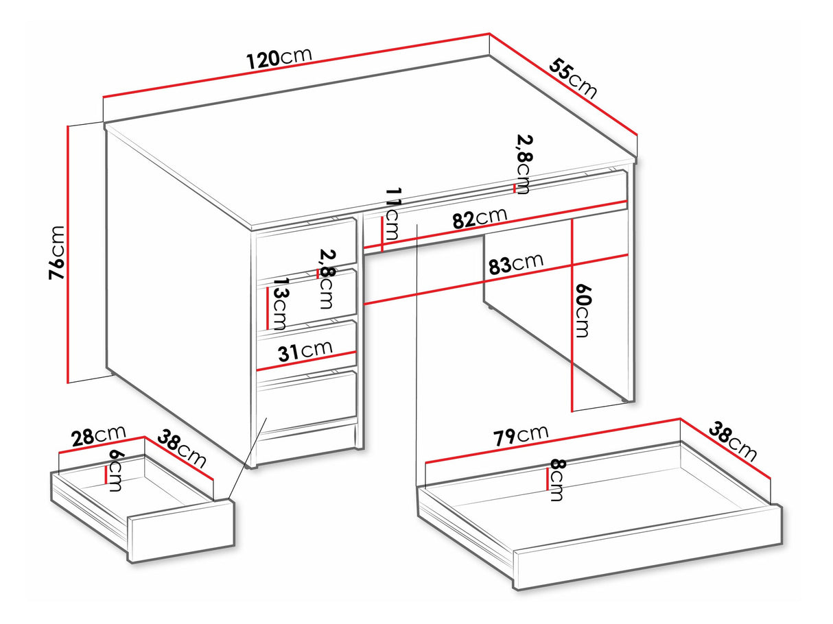 Íróasztal Ada (Heron), Szín: Fehér