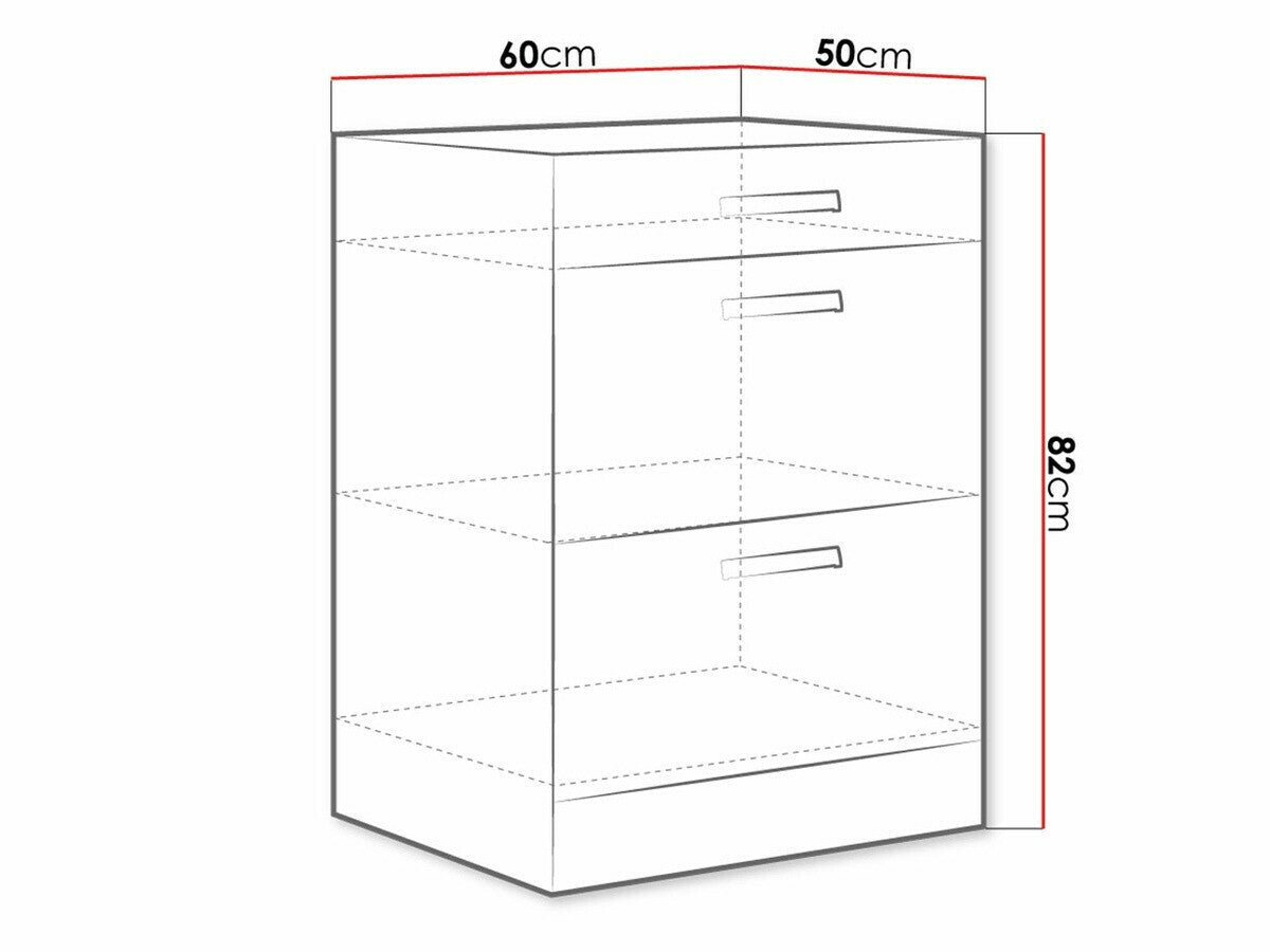 Moduláris szekrény fiókokkal Multiline 60 D 3S BB (Szürke + Fényes szürke)