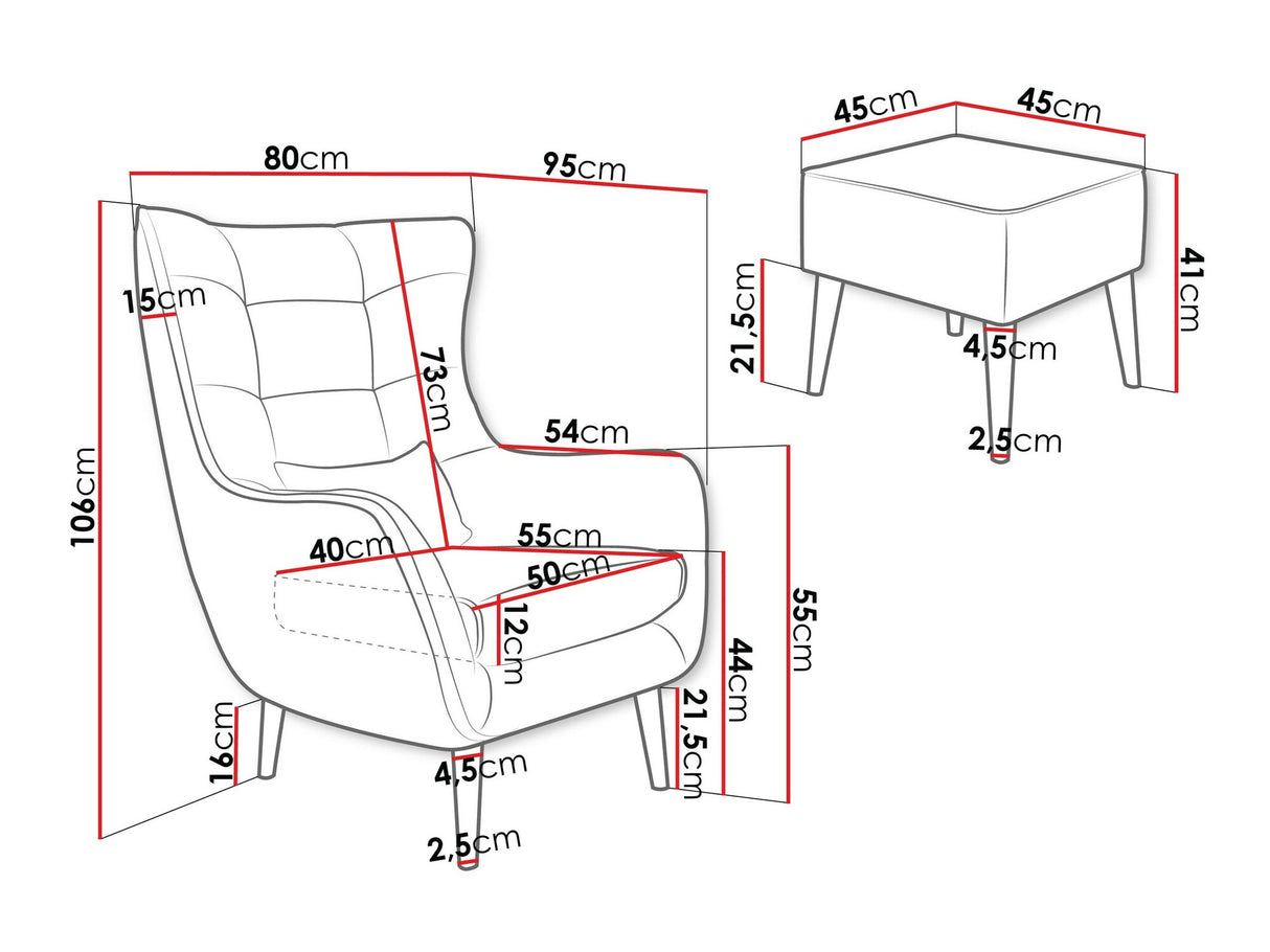 Fotel Fotel ESTJANO z podnóżkiem, Szín: Poso 100